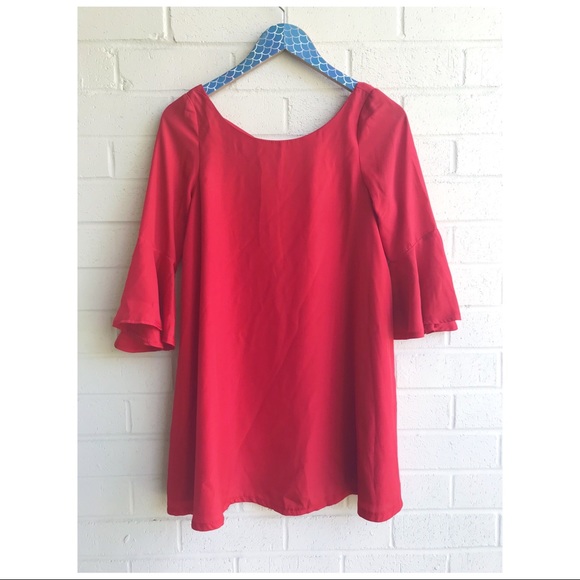 Sabo Skirt Dresses & Skirts - Sabo Skirt Red Cross Back Ruffle Sleeve Mini Dress